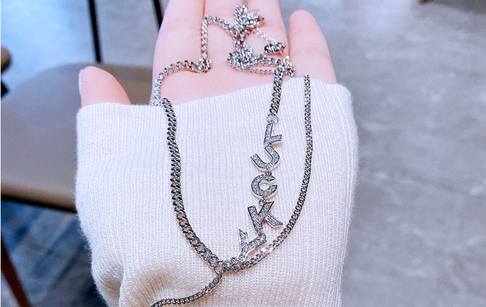 High-grade Ins Style Fashion Necklace For Women Special-interest Design Lucky Letter Xingx Pendant Clavicle Chain Sweater Chain display picture 4