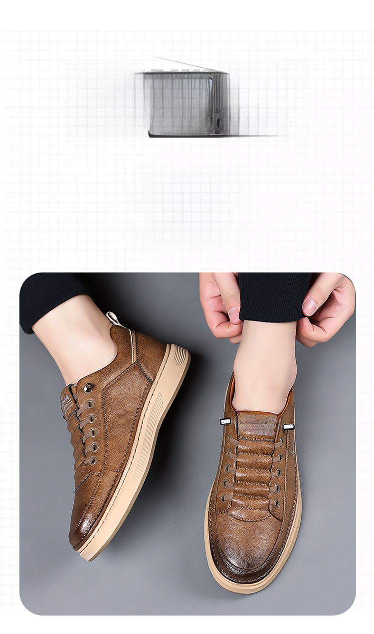 New soft leather cowhide men's shoes soft sole trend every day casual leather shoes board shoes_voghion.com