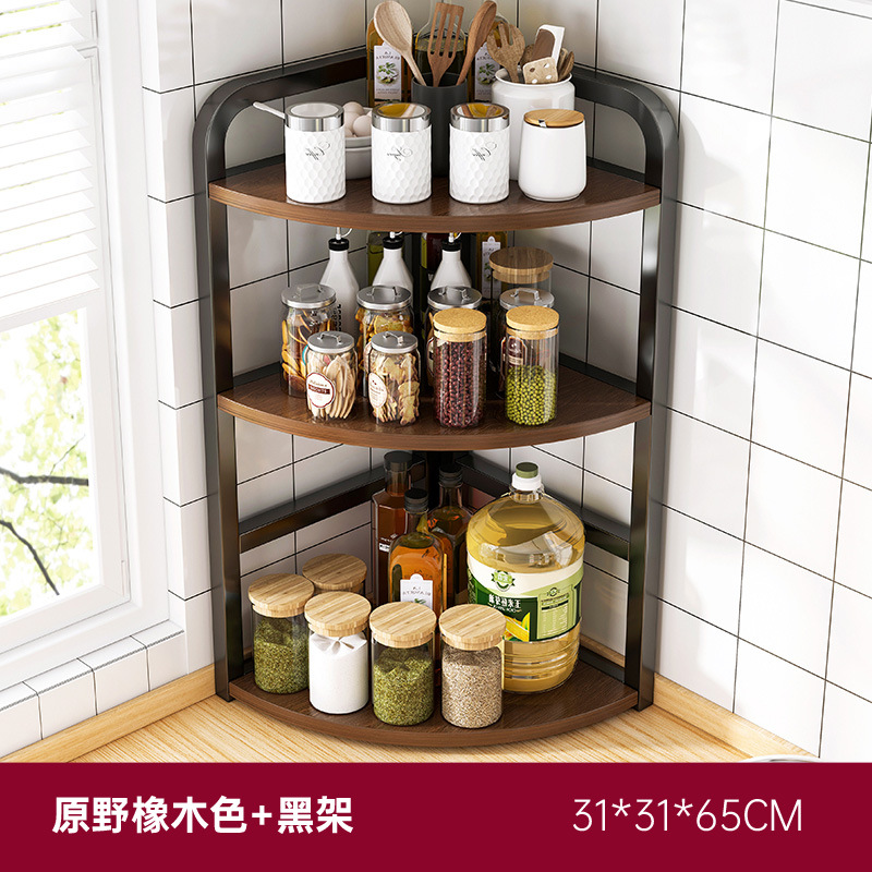 Esquina de la cocina estante de almacenamiento encimera de esquina trípode hogar esquina condimento estante de almacenamiento multi-capa condimento rack