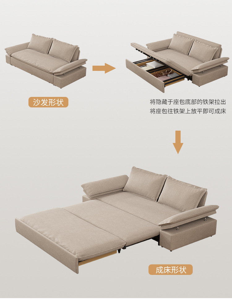 奶油风推拉多功能沙发客厅书房小户型坐卧两用折叠三人伸缩沙发床-阿里巴巴