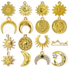 外贸跨境流行金色自然物系列配饰时尚小巧太阳月亮项链吊坠小配件