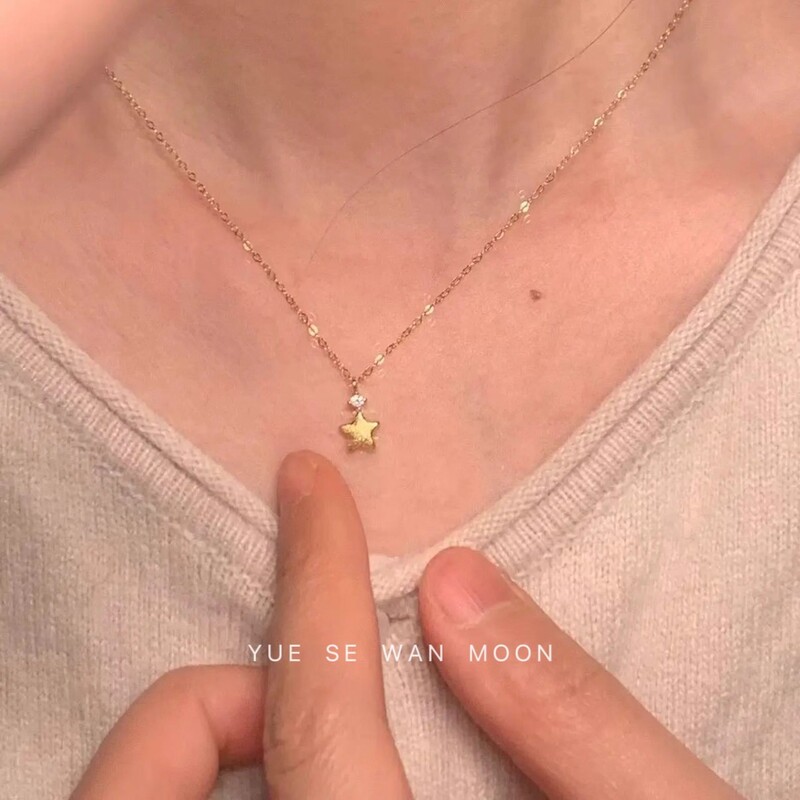 锆石拉丝星星项链简约ins韩系独特个性冷淡风锁骨链女新款|undefined