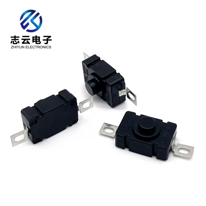电蚊香开关1812-X一开一关按键自锁铜脚镀银手电筒按钮开关18*12