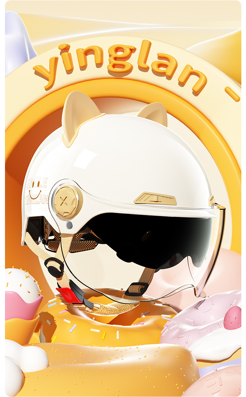 Cute Helmet for Electric Scooters, Women's 3C Certified, All-Season Use, High Aesthetic Value, Electric Motorcycle Safety Helmet for Men