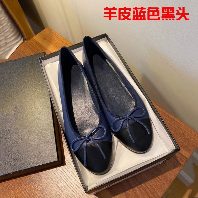 女蝴蝶结浅口小2025平底新款高品质单鞋圆头芭蕾舞鞋香风真皮拼色|undefined