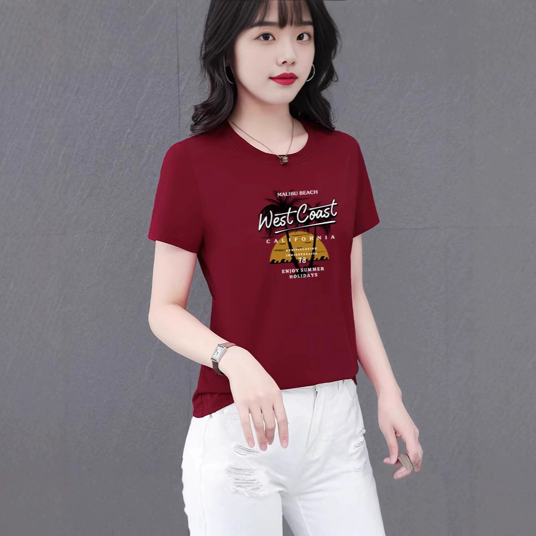 Новый женский летний повседневный и универсальный короткий топ из чистого хлопка с круглым вырезом и короткими рукавами в корейском стиле, уменьшающий возраст.