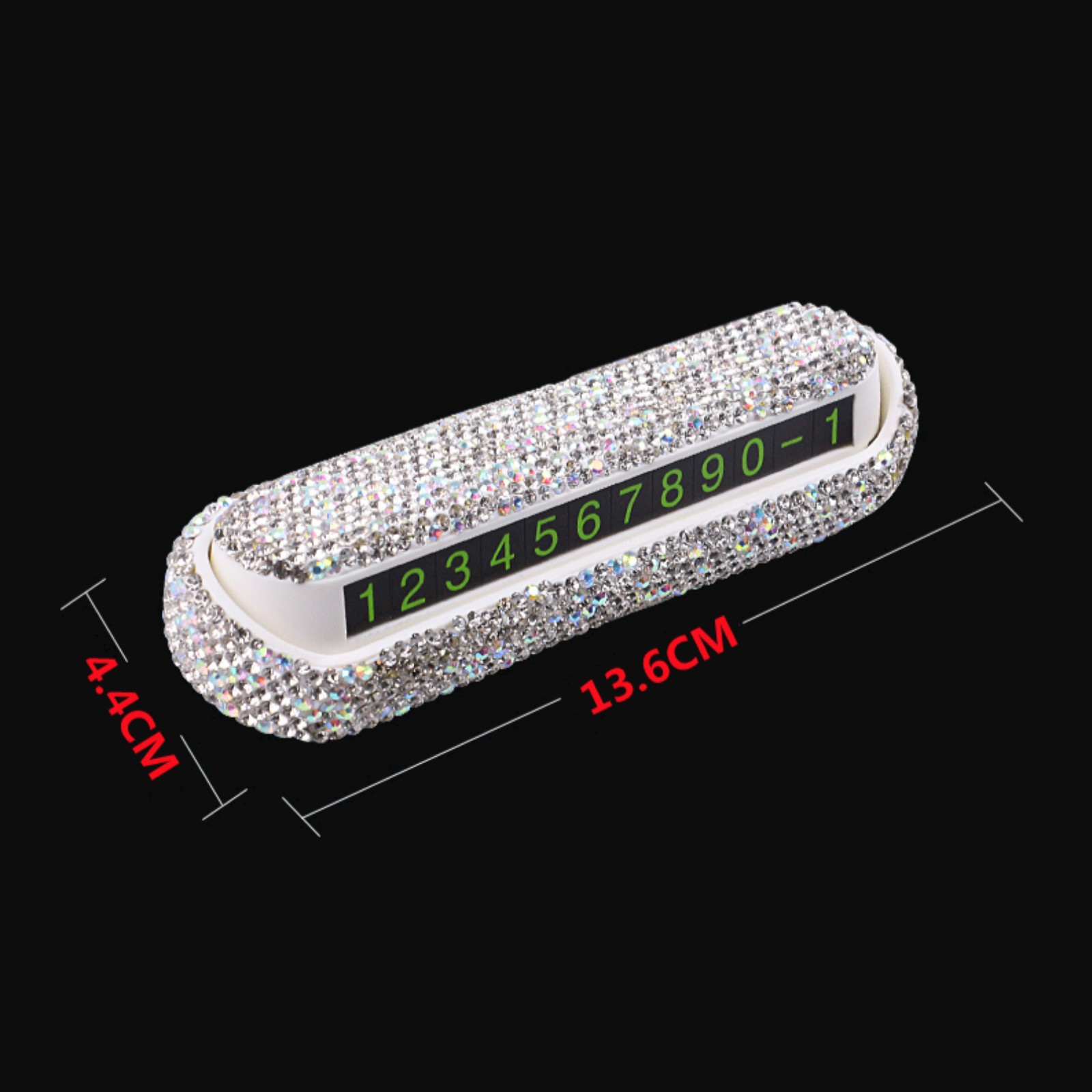 Car Temporary Parking Number Plate with Diamonds, High-End Hidden Creative Female Mobile Phone Number Plate for Moving the Car