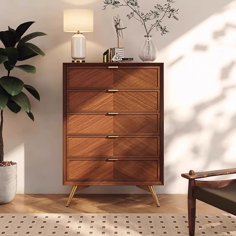 Source Factory Antique Style Six-Drawer Cabinet Living Room Wall-Mounted Decorative Storage Cabinet Light Luxury Modern Bedroom Drawer Cabinet