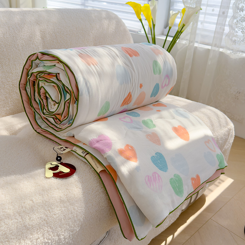 Nuevo edredón fresco de verano, edredón de aire acondicionado, dormitorio individual y doble para niños de verano, edredón fino de fibra de soja lavable a máquina