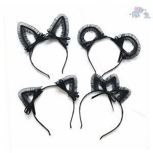 Party headdress headband Bunny hair hoop for Girl Black bud cat headband makeup cosplay stage performance hair accessories