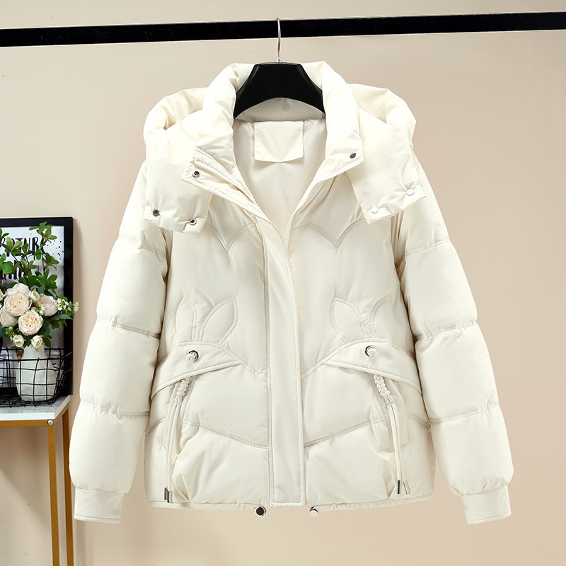 2024 invierno nuevo estilo europeo chaqueta de algodón de pluma de moda mujer con sombrero de diseño de algodón chaqueta de algodón corta de moda image 6