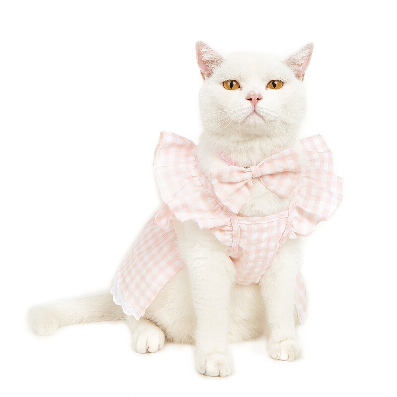 New Pet Clothing with Flutter Sleeves, Plaid Lace Dog Dress, Teddy Bichon Cat Dress, Spring and Summer Outfit New Pet Clothing with Flutter Sleeves, Plaid Lace Dog Dress, Teddy Bichon Cat Dress, Spring and Summer Outfit