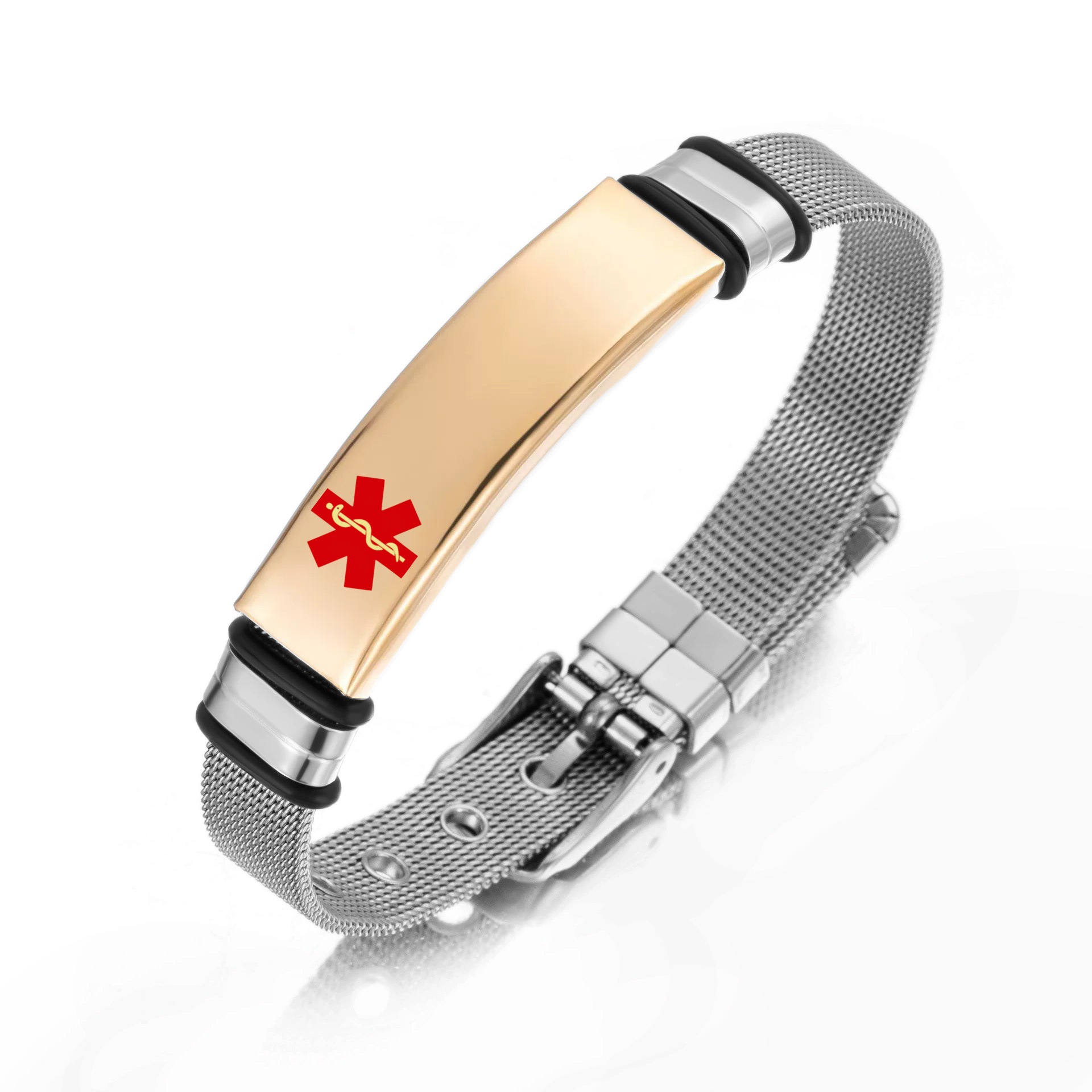 2025 pulsera de acero inoxidable con marca de serpiente médica transfronteriza ajustable información de pulsera de grabación personalizada elementos médicos