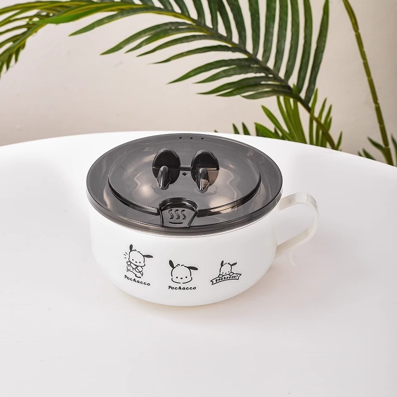 ステンレス製パチャドッグインスタントラーメンボウル 蓋と食器付き 学生用 和風水切り寮 火傷防止弁当箱 インスタントラーメンボウル|undefined