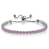 Bracelet purple stone, copper with silver plating, adjustable push-pull, 6 g