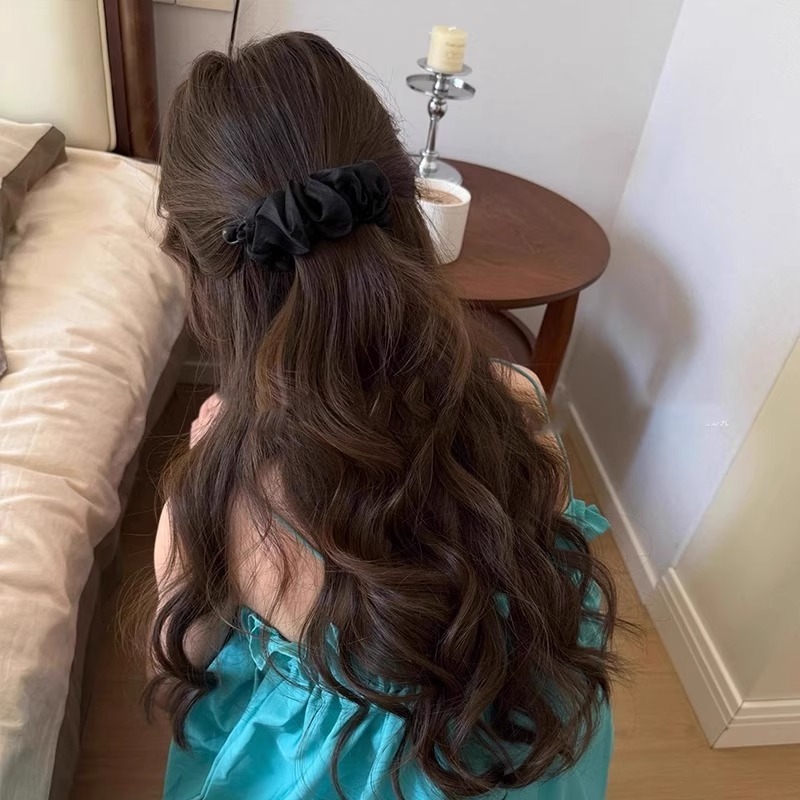 メッシュプリーツバナナクリップ、大きなふわふわヘアボリュームポニーテールクリップ、後頭部の半分に結ばれたヘアクリップ、2025新しい縦型クリップ|undefined