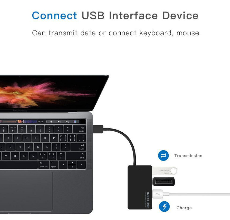 Kaynak üretici splitter hub 2.0 genişletici bir ila dört port 4 portlu ultra ince Type-C3.0 USB HUB