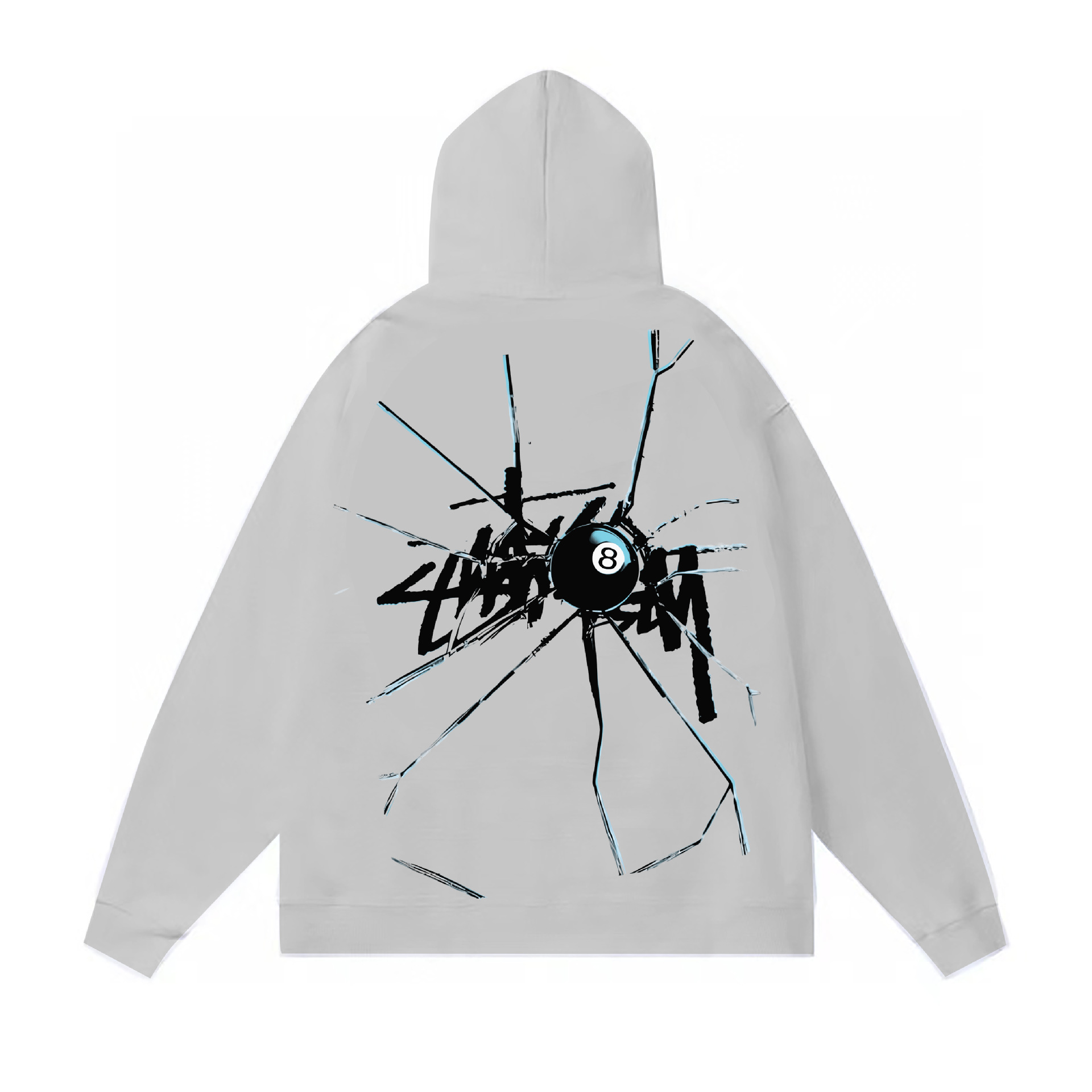 Stussy Hoodie Shattered 8 Ball Zip Up Ash Heather