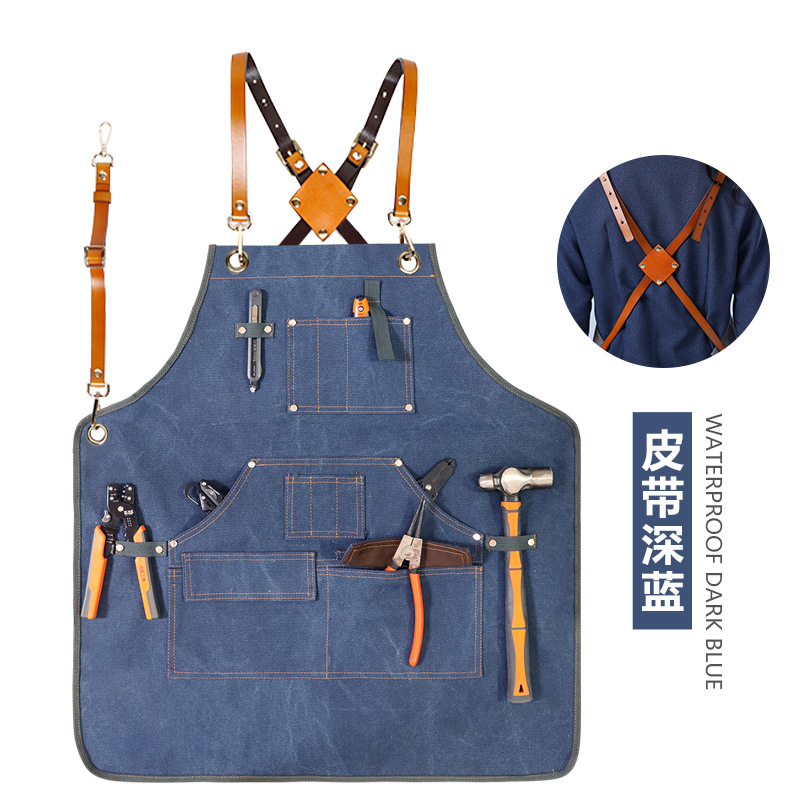 Comercio exterior engrosada lienzo delantal impermeable moderno simple ropa de trabajo estilo industrial hecho a mano electricista carpintería delantal al por mayor