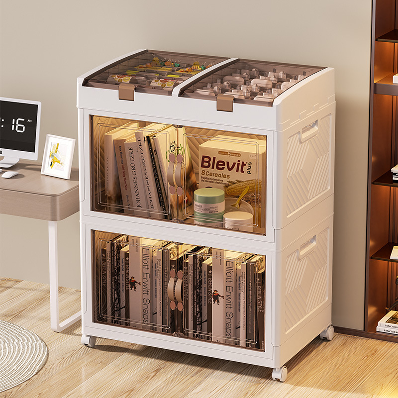 Caja de almacenamiento plegable transparente instalación libre Puerta Abierta gabinete de almacenamiento ropa del hogar ropa interior caja de almacenamiento