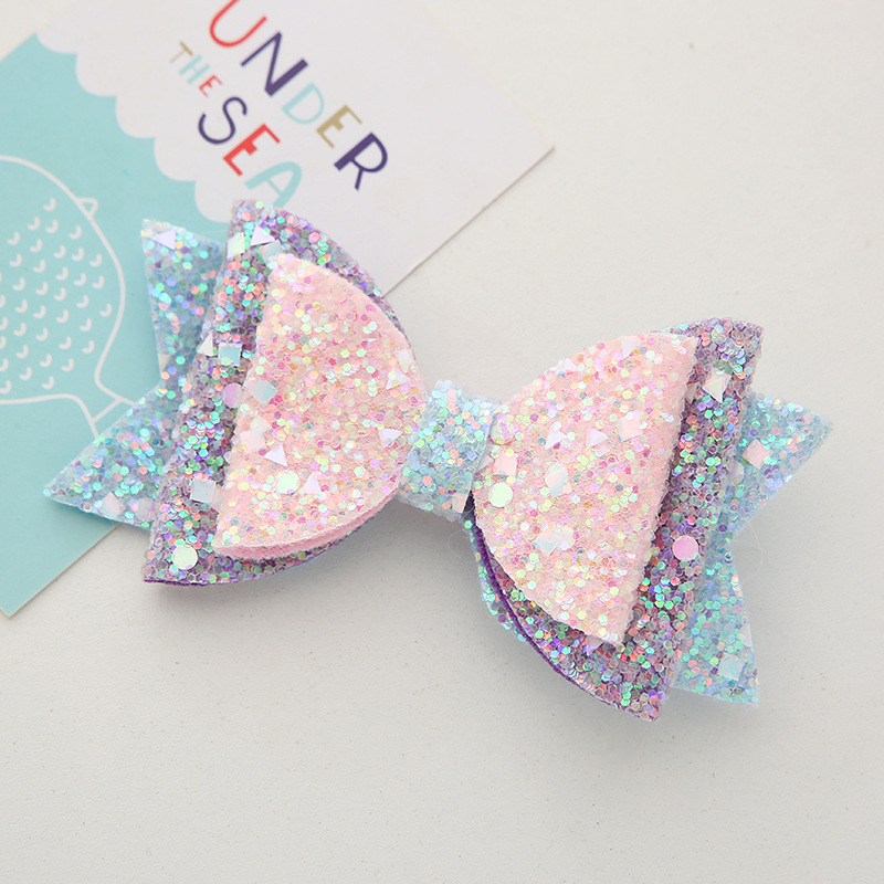 Kid'S Gender Princess Kid'S Knot Butterfly Bow Knot Glitter Sequins Sequins Hair Clip