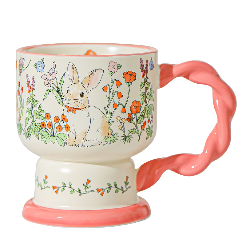 Taza de cerámica floral creativa para damas delicada y de alto valor de regalo de cumpleaños para dar a una amiga taza de café taza de agua