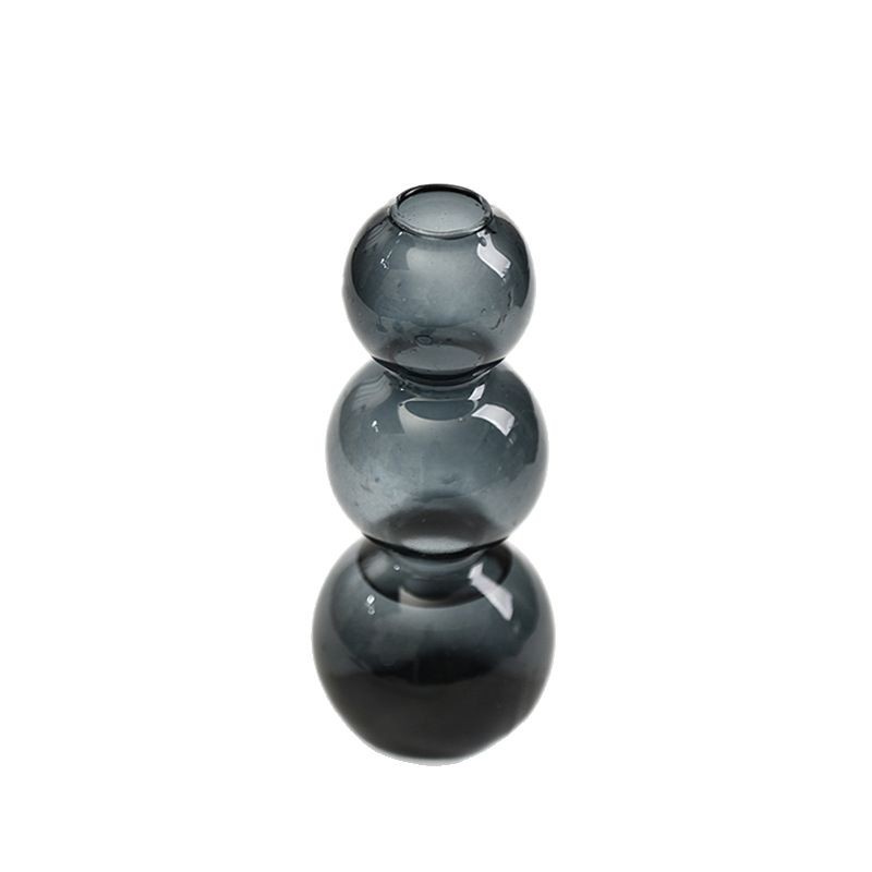 Creativo simple burbuja hidropónico vasos de vidrio esférico vasos de flores elegante gris decoración de la mesa
