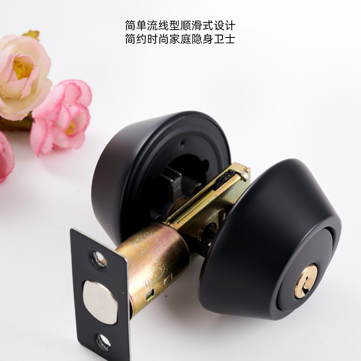 OD59老式隐形门锁单面圆形呆锁闭锁室内木门锁双面暗装辅助暗锁家