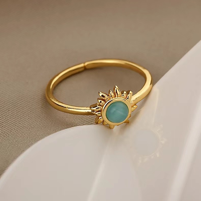 Lady Streetwear Geometric Copper Plating Inlay Opal Open Rings display picture 3