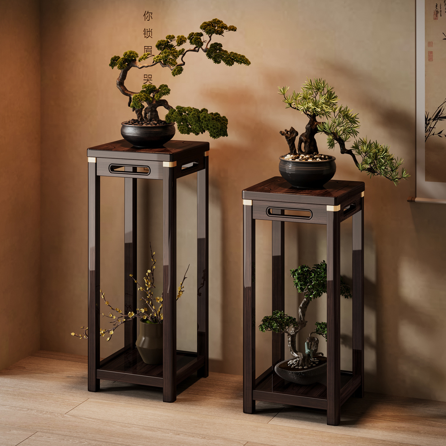 Nuevo estante de flores de estilo chino, estante de balcón, sala de estar para el hogar, soporte de almacenamiento de maceta de pie, decoración de jarrón, estante de mesa de flores