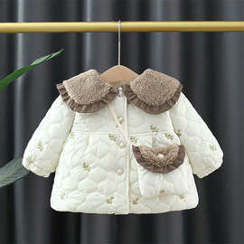 女童棉衣秋冬装韩版0-1-2-3岁女宝宝加绒保暖棉服棉袄婴儿外出服