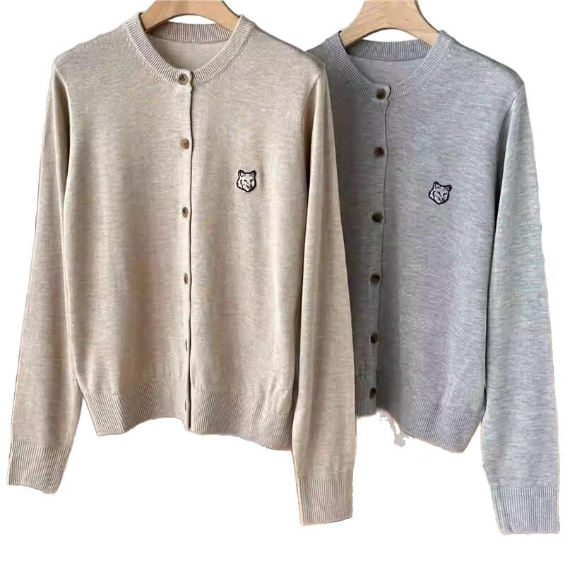 European and American Fashion Brand New MK Classic Fox Head Women's Casual Loose Knitted Sweater Wool Cardigan Lazy Coat Thin
