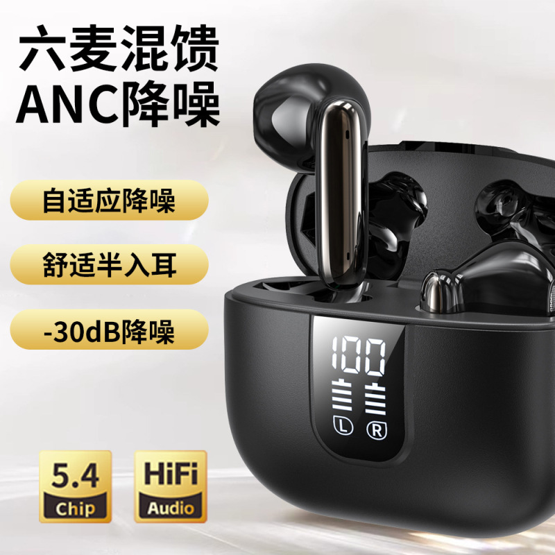 亚马逊爆款蓝牙耳机半入耳ANC六麦降噪运动跑步HIFI音质耳机无线|undefined