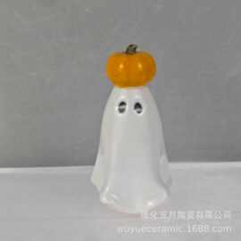 跨境可爱万圣节幽灵陶瓷小摆件创意现代节日派对礼物软装饰品道具