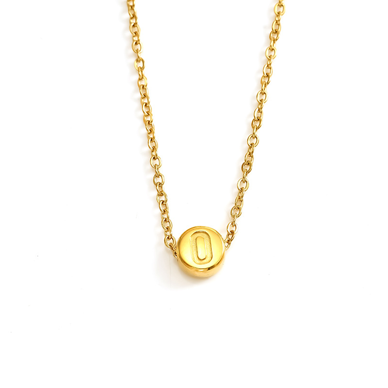 Collar geométrico de acero inoxidable para mujer, cadena de clavícula de estilo minimalista, con colgante de marca digital redonda perforada simple transfronteriza_voghion.com