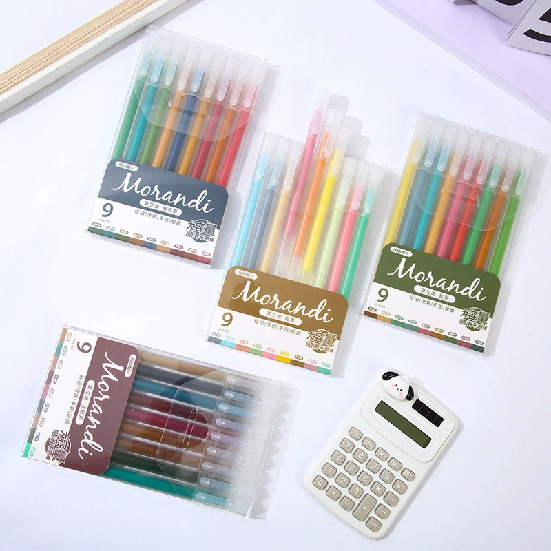 Набор гелевых ручек Morandi 9 цветов 0.5 мм от Shaoqi Stationery — Morandi Nordic, Salt, Sweet & Retro Больший объём ручек