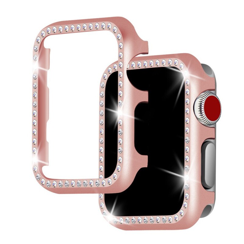 Suitable for Apple Watch Apple Watch 5/4/3/2/1 Generation Aluminum Alloy Diamond-Encrusted Metal Frame Protective Case Suitable for Apple Watch Apple Watch 5/4/3/2/1 Generation Aluminum Alloy Diamond-Encrusted Metal Frame Protective Case