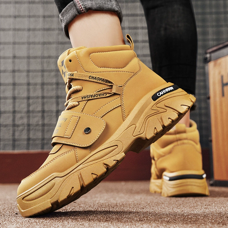 Рабочие ботинки мужские уличные ретро осенне-зимние походные туфли на толстой подошве с высоким берцем Trbottomyy повседневная модная мужская обувь Martin со средним верхом