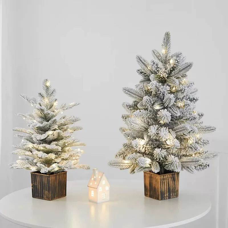 Christmas tree Christmas decoration 456090cm small household mixed simulation snow tree green ornaments desktop decoration