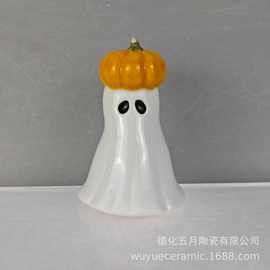 跨境爆款万圣节女巫帽幽灵南瓜幽灵香炉有趣的家庭装饰陶瓷小摆件