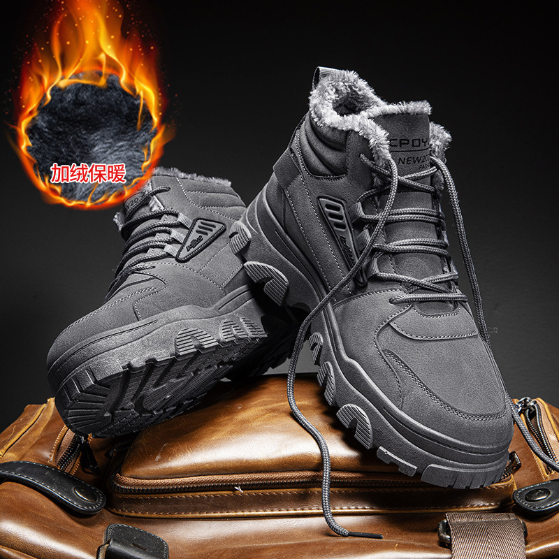 Zapatos de Hombre de Caña Alta para Otoño y Primavera 2025, Nuevo Estilo, Forrados de Felpa, Cálidos, de Algodón, Casuales, de Trabajo, Modernos, Tipo Botas Martin image 4
