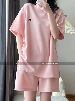MOTIE末帖休闲套装2022夏季新品洋气韩版情侣宽松运动套装两件套|ru