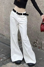 中低腰白色长腿喇叭牛仔裤女甜酷百搭显瘦坠感气质潮流阔腿拖地裤