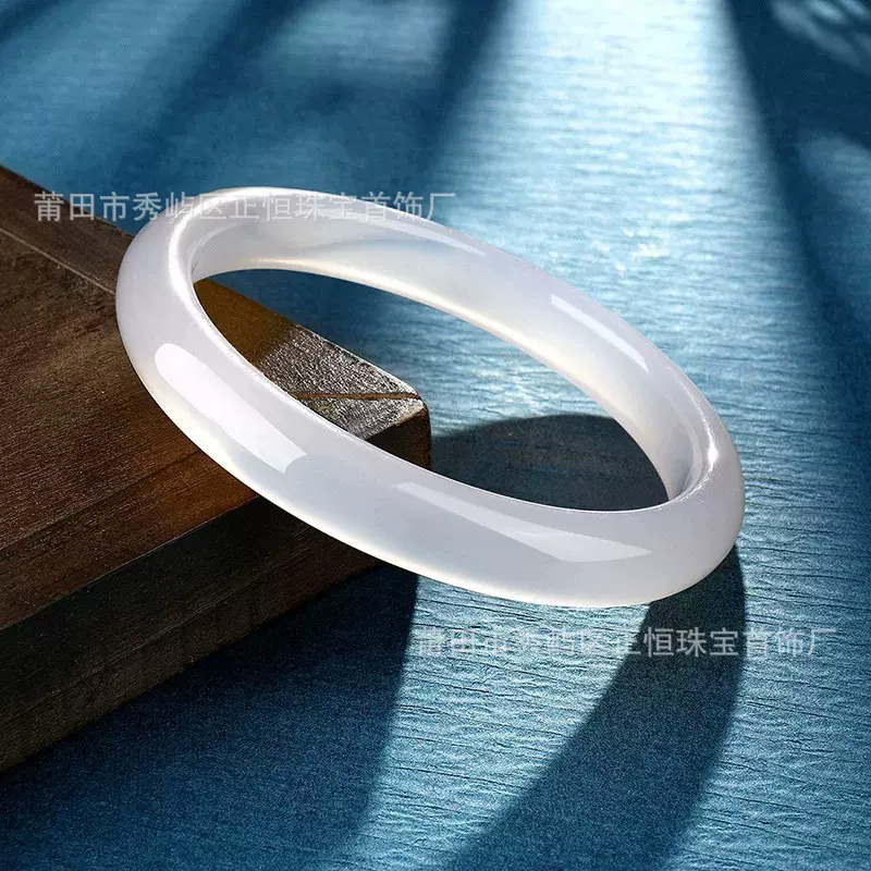 玉髓手镯高货冰种白月光叮当镯子白冰细圆条圈口情人节送女友礼物