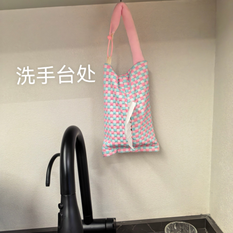 Car-Mounted Tissue Box, Fabric Tissue Bag, Car Tissue Box Supplies, Household and Car Universal Hanging Tissue Box