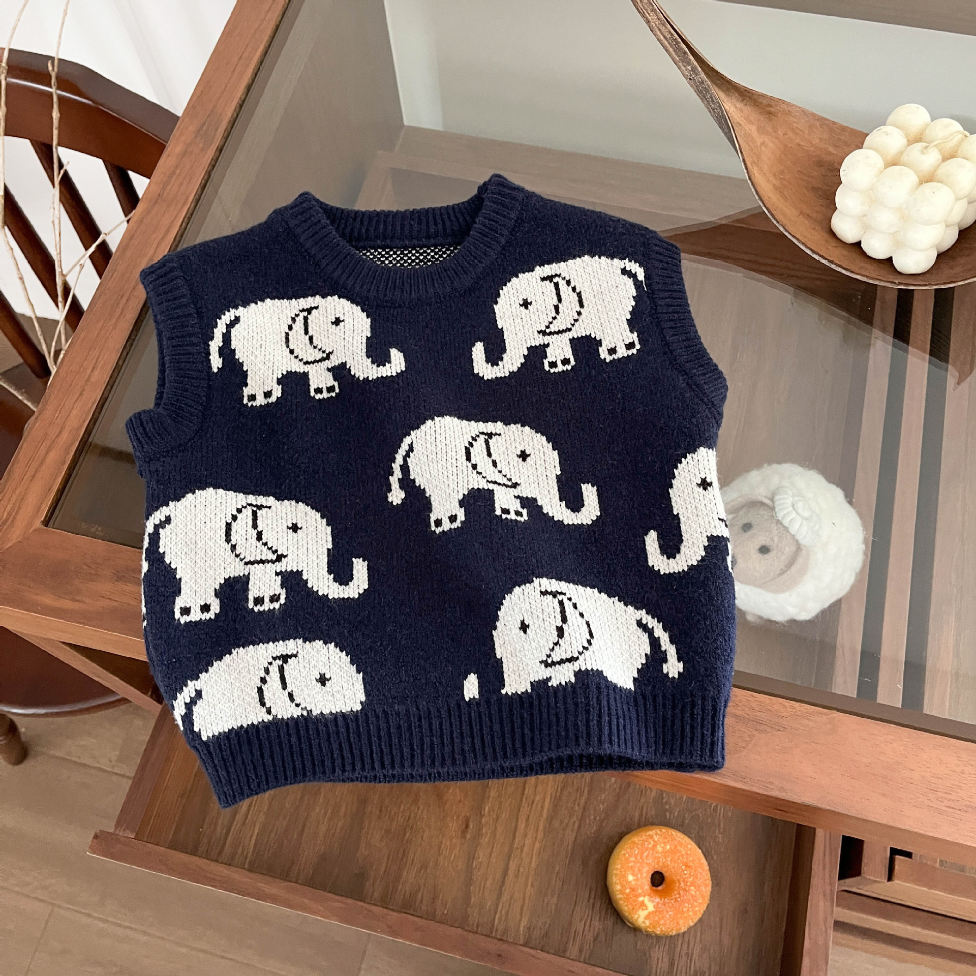 Primavera y otoño coreano chaleco suéter para bebés, suéter para niños, chaleco de estilo extranjero, chaleco de punto para bebés