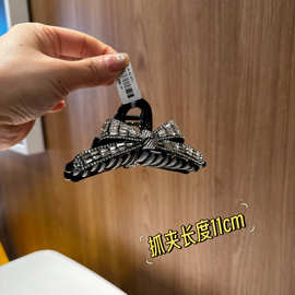 韩版重工高级感轻奢发夹抓夹蝴蝶结水钻大号鲨鱼夹盘发头饰07111