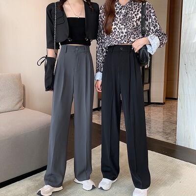 Big yards, women's fat mm2021 Autumn new pattern Paige Show thin Drape Wide leg pants Easy suit Mopping the floor