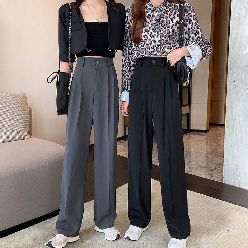 Big yards, women's fat mm2021 Autumn new pattern Paige Show thin Drape Wide leg pants Easy suit Mopping the floor