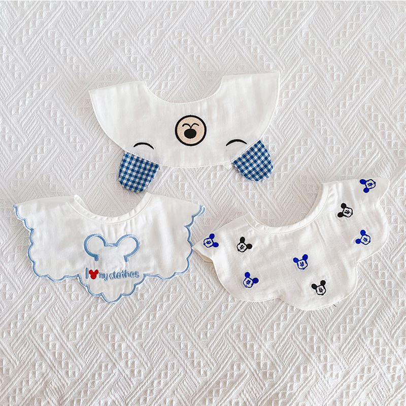 ins Korean version cotton gauze baby bib breathable baby saliva towel one year old accessories saliva pocket 0-2 years old bib